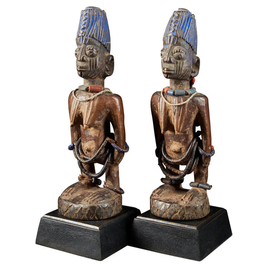 Pair of Decorative Figures ScuIptures Ibeji Twin Figures, Yoruba people Nigeria