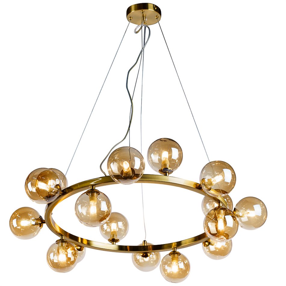Pendant lamp Radom, amber, H45-130cm, D80cm, G9x16 5W(MAX)