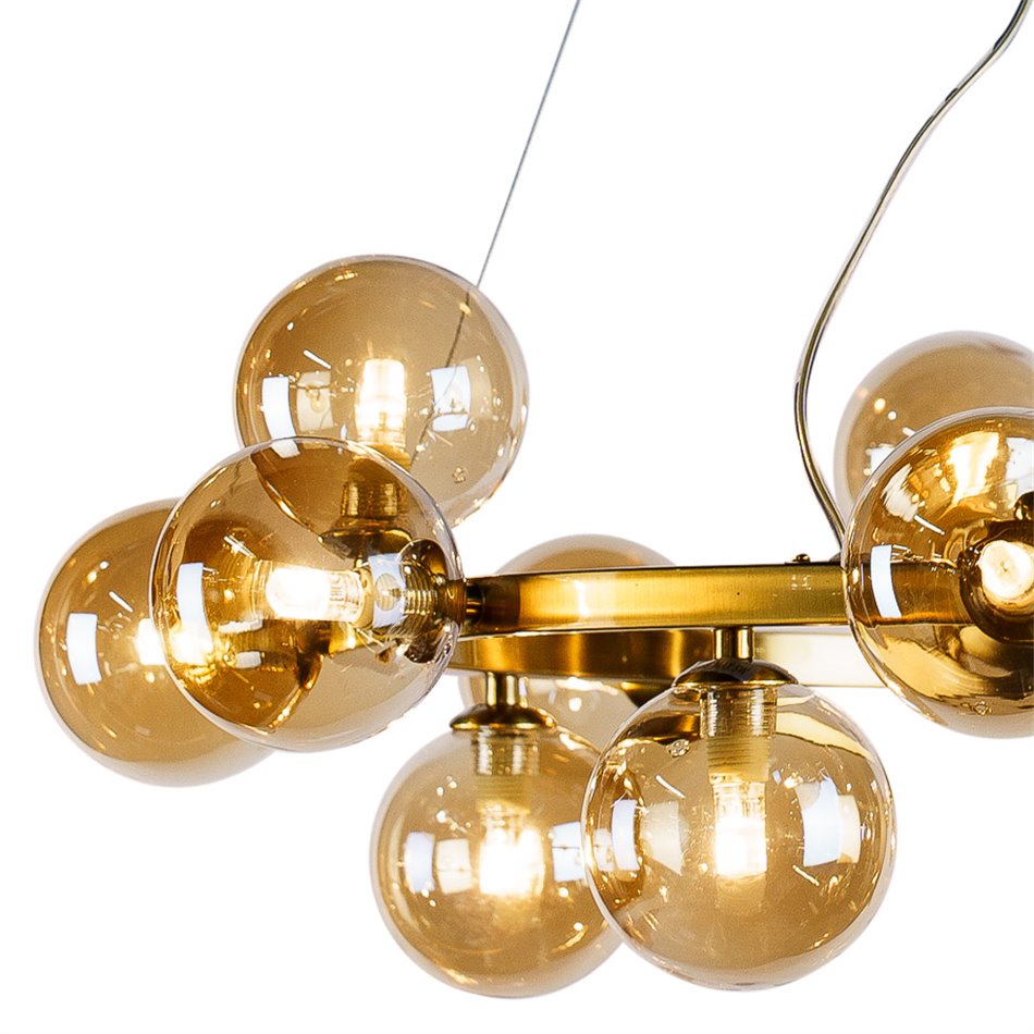 Pendant lamp Radom, amber, H45-130cm, D80cm, G9x16 5W(MAX)