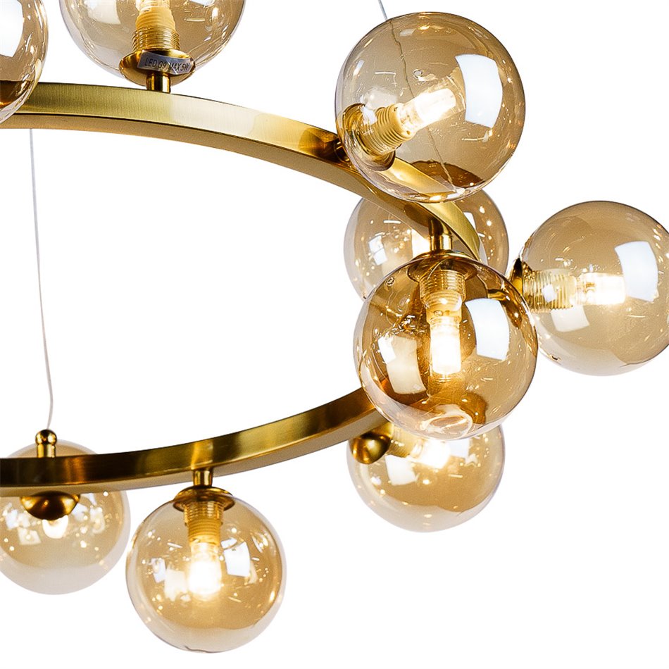 Pendant lamp Radom, amber, H45-130cm, D80cm, G9x16 5W(MAX)