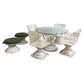 Woven Fiberglass Patio Dining Set with Ottomans