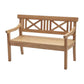 Wooden bench with armrests on a white background