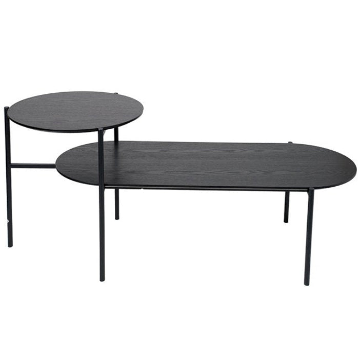 Black Nesting Coffee Table Set – Modern Rectangular Design (Set of 2)