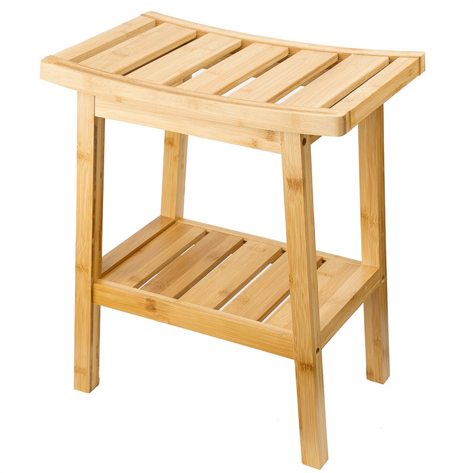 Bamboo Storage Bench Natural – H46 × W25 × L39.5 cm