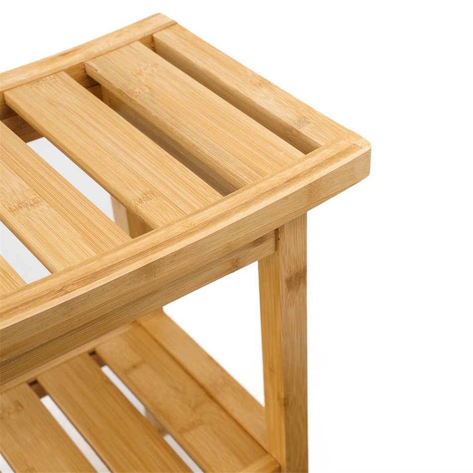 Bamboo Storage Bench Natural – H46 × W25 × L39.5 cm