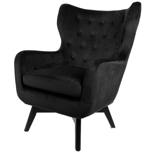 Armchair Dunkel, velvet, black, H103x78x80cm, seat height 50cm
