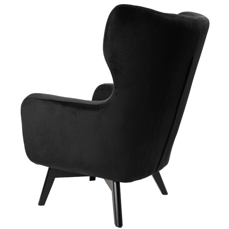 Armchair Dunkel, velvet, black, H103x78x80cm, seat height 50cm