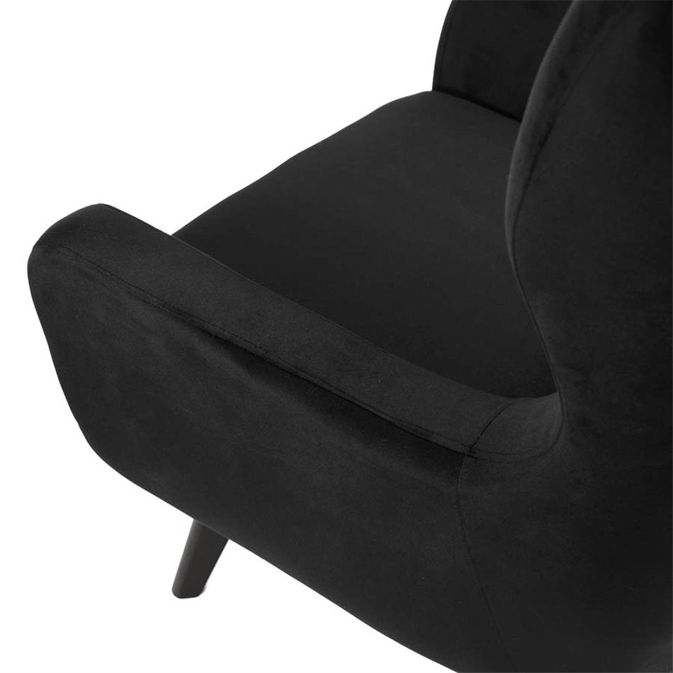 Armchair Dunkel, velvet, black, H103x78x80cm, seat height 50cm