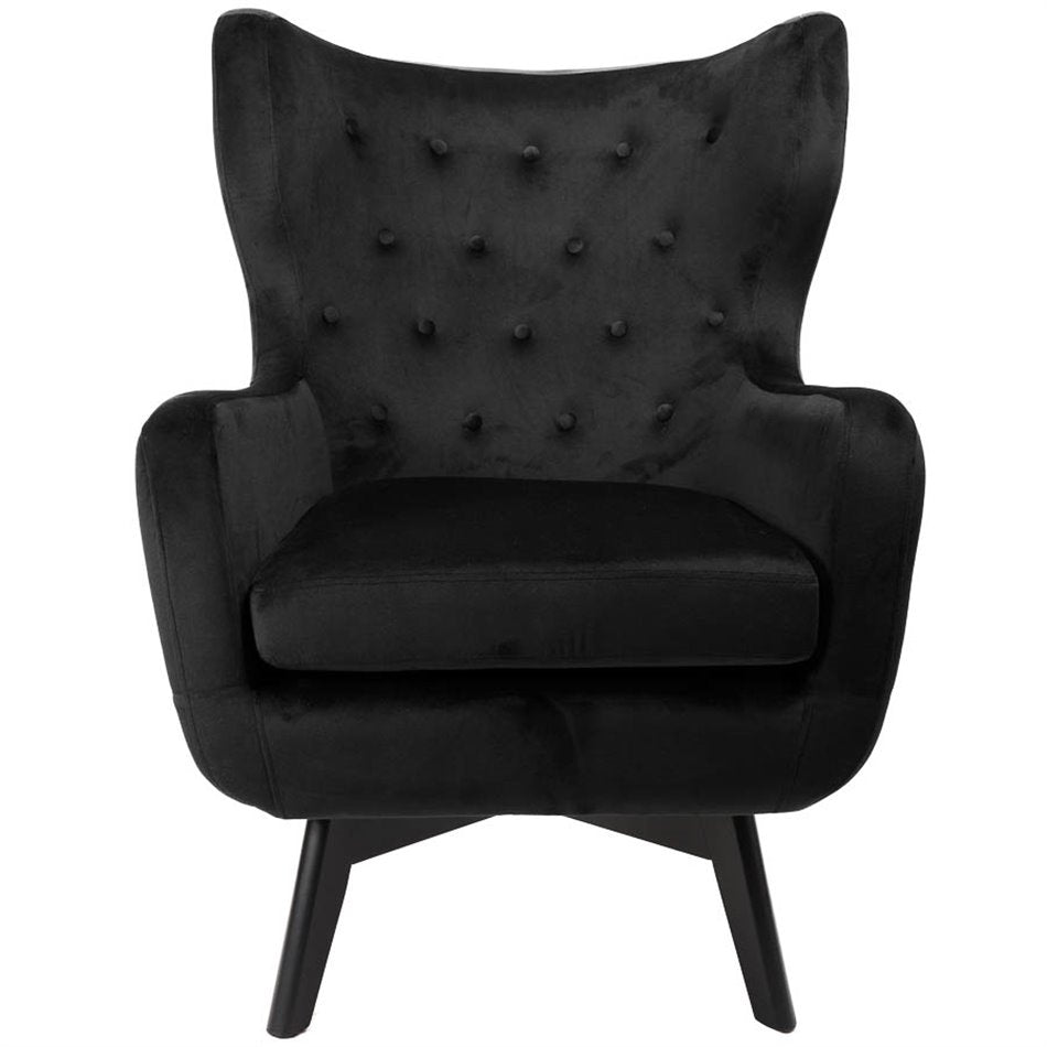 Armchair Dunkel, velvet, black, H103x78x80cm, seat height 50cm