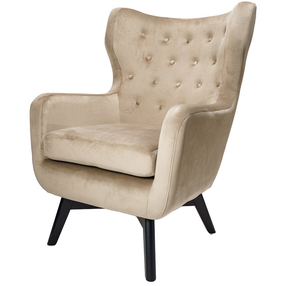 Armchair Dunkel, velvet, taupe, H103x78x80cm, seat height 50cm