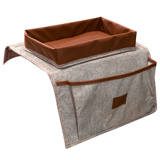 Beige-Brown Armrest Organizer – 22 × 32 × 18 cm