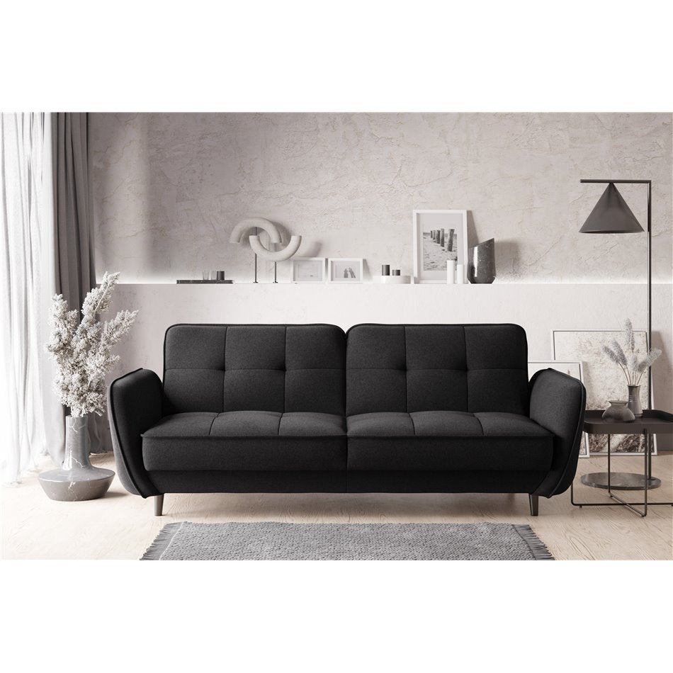 Eliso Extendable Sofa Bed – Black Flores 10, 3-Seater with Storage