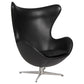 Set of Egg Lounge Chairs – Black Aniline Leather, Iconic Design