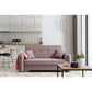 Compact Extendable Sofa Bed with Storage, Velvet Upholstery, Pink – Elaine