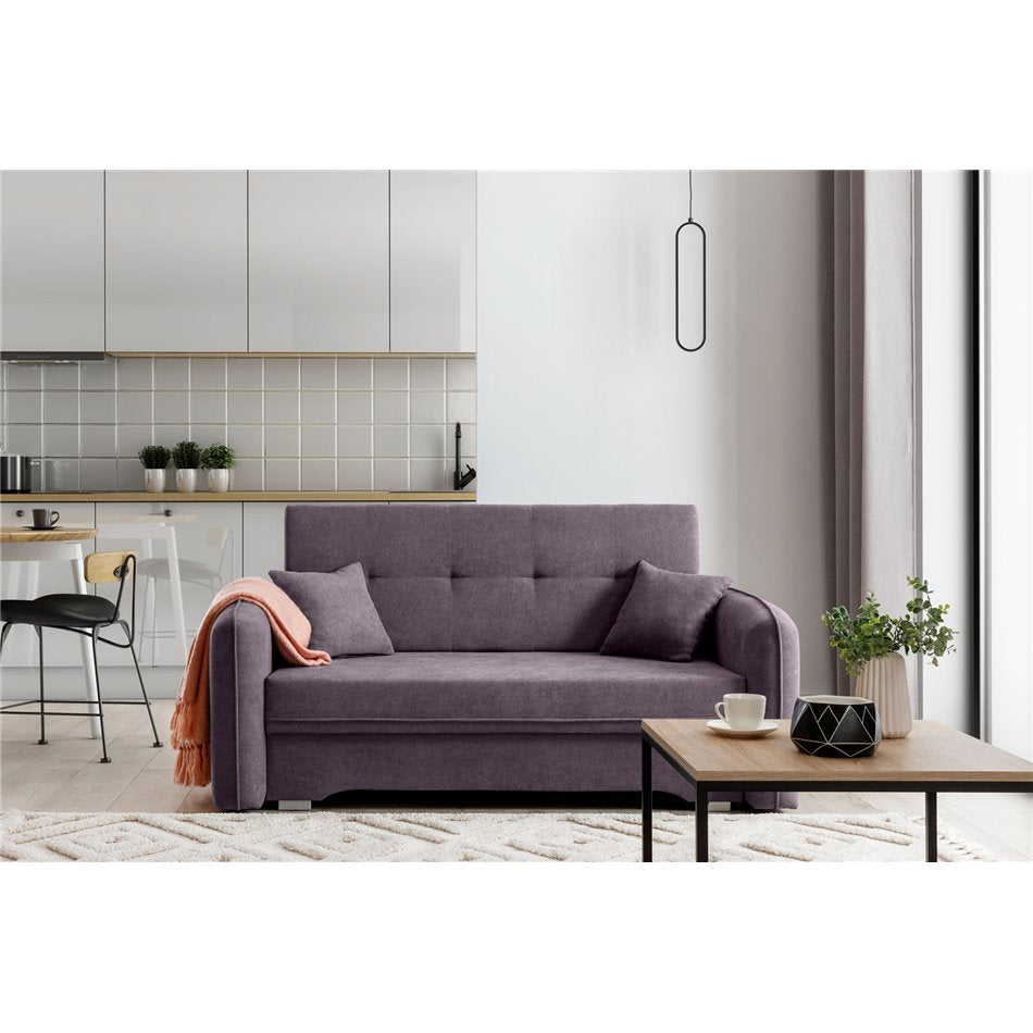 Compact Extendable Sofa Bed with Storage, Velvet Upholstery, Purple – Elaine