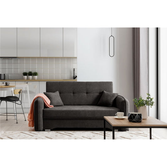 Compact Extendable Sofa Bed with Storage, Velvet Upholstery, Grey – Elaine