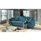 Elsgard Extendable Velvet Sofa Bed – Blue Kronos 13, Scandinavian 3-Seater with Storage