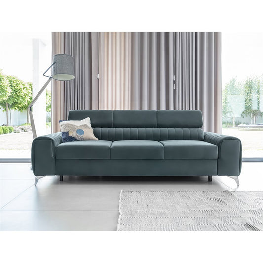 Modern Extendable Sofa Bed, Velvet Upholstery, Blue – Elaurence