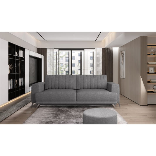 Ellise Extendable Sofa Bed Gray Flores 4, Modern 4-Seater with Storage