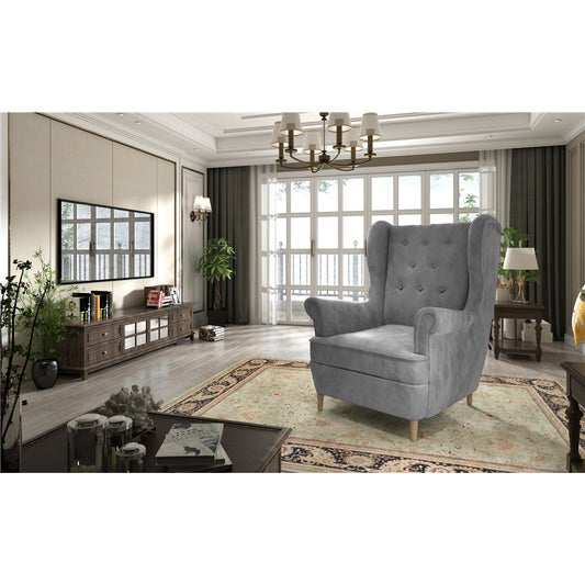 Armchair Elaros, Monolith 84, velvet, gray, H103x85x90cm