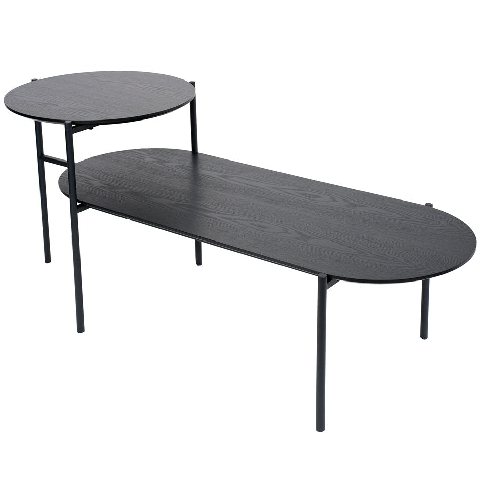 Black Nesting Coffee Table Set – Modern Rectangular Design (Set of 2)