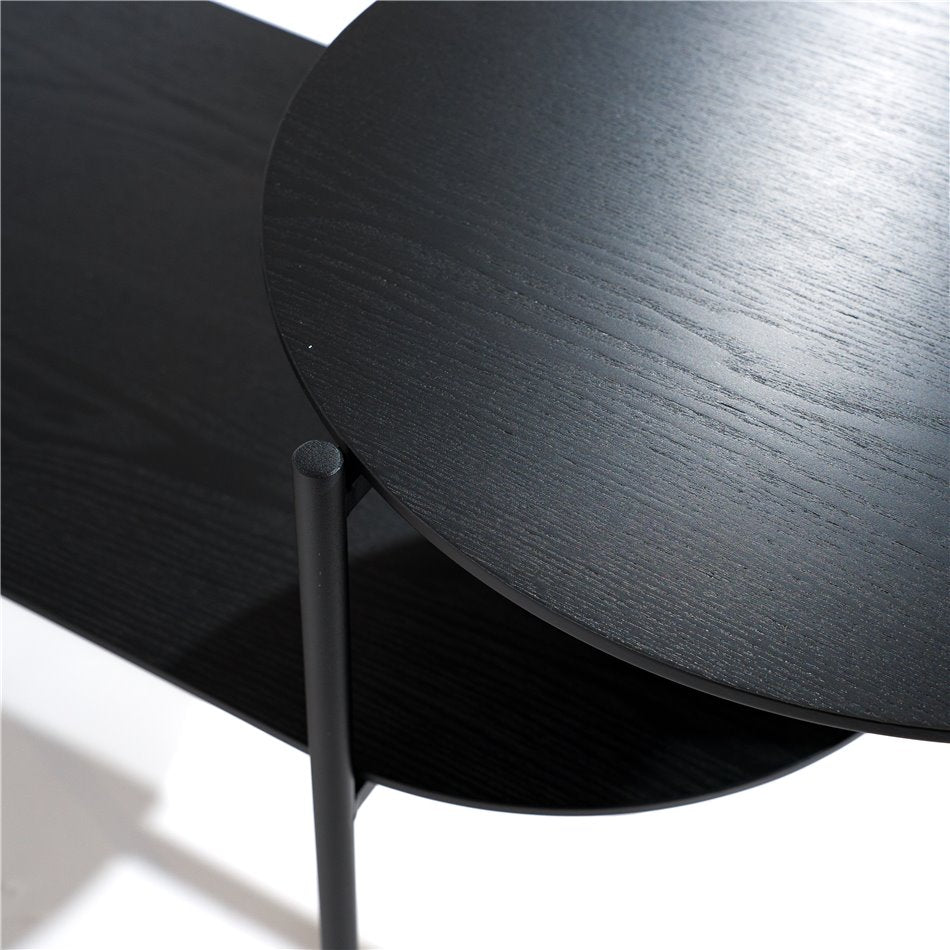 Black Nesting Coffee Table Set – Modern Rectangular Design (Set of 2)