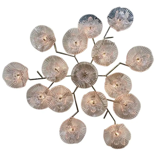 Modern Pale Pink Murano and Brass Wall Art