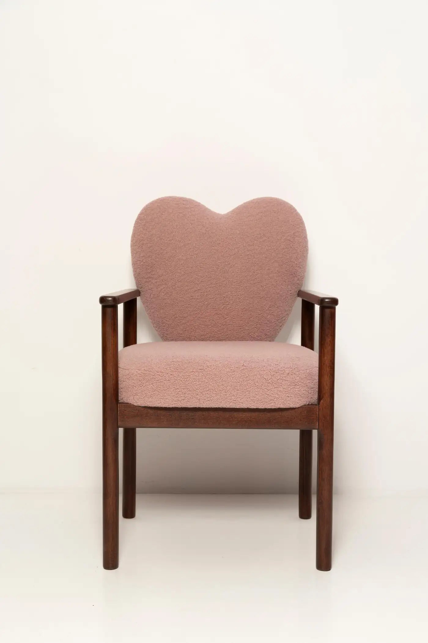 Heart Dining Chair in Pink Bouclé by Vintola Studio — Handmade in Poland