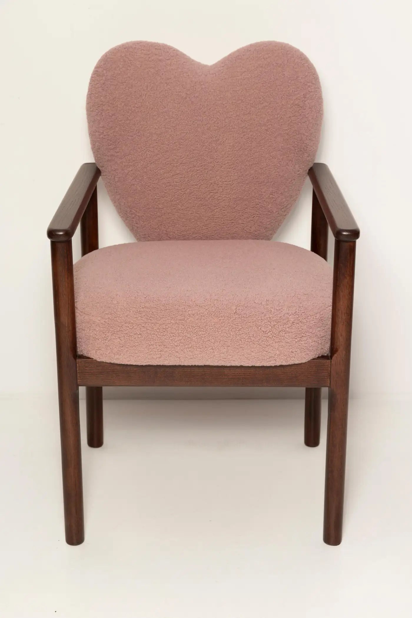 Heart Dining Chair in Pink Bouclé by Vintola Studio — Handmade in Poland