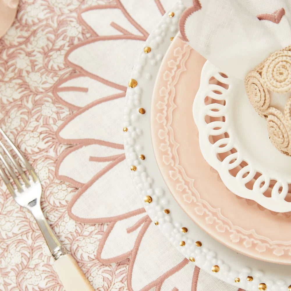 Pink Rosebud Printed Cotton Tablecloth – 150 x 300 cm