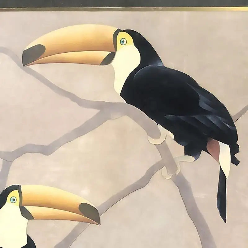 Large Suede Tropical Toucan Suede Wall Art, Signed