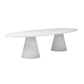 Outdoor Elliptical Dining Table with Brushed Travertine Effect