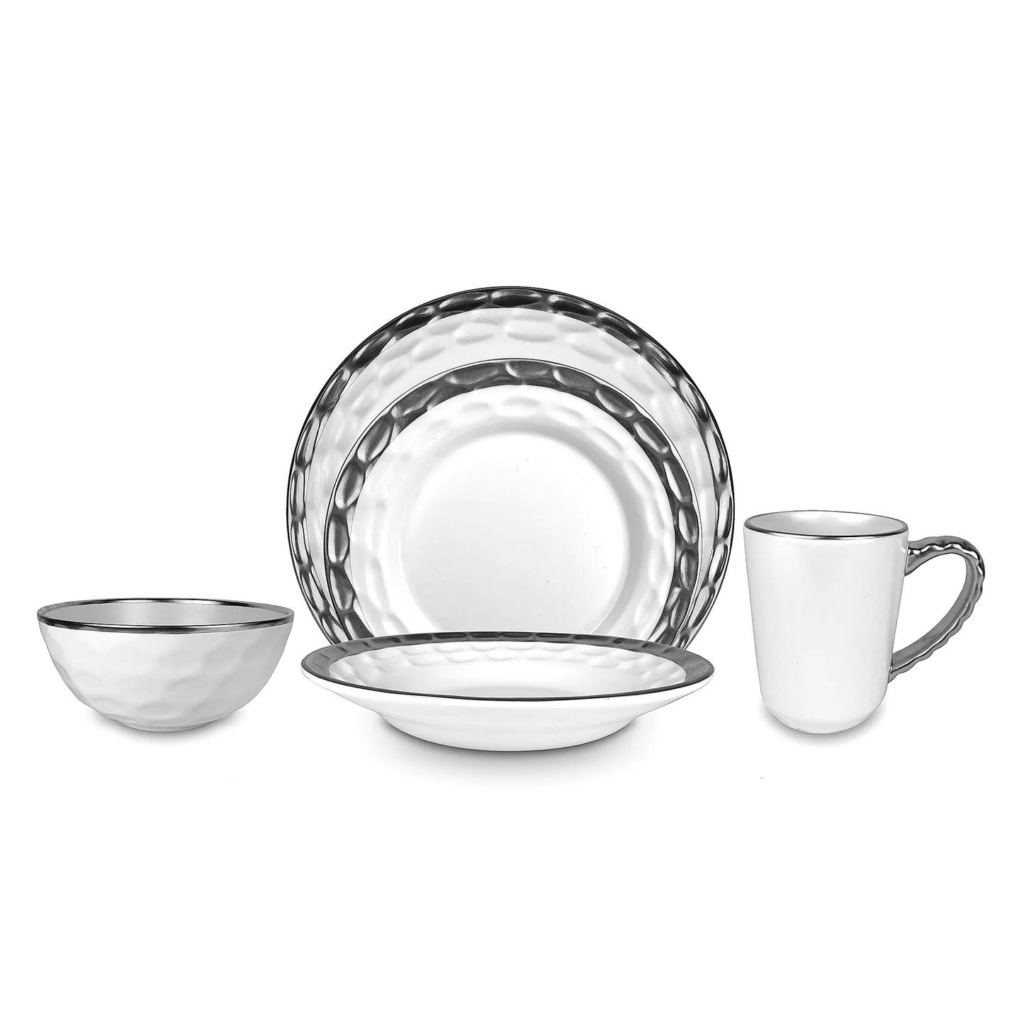 Truro Platinum 4-Piece Dinner Plate Set