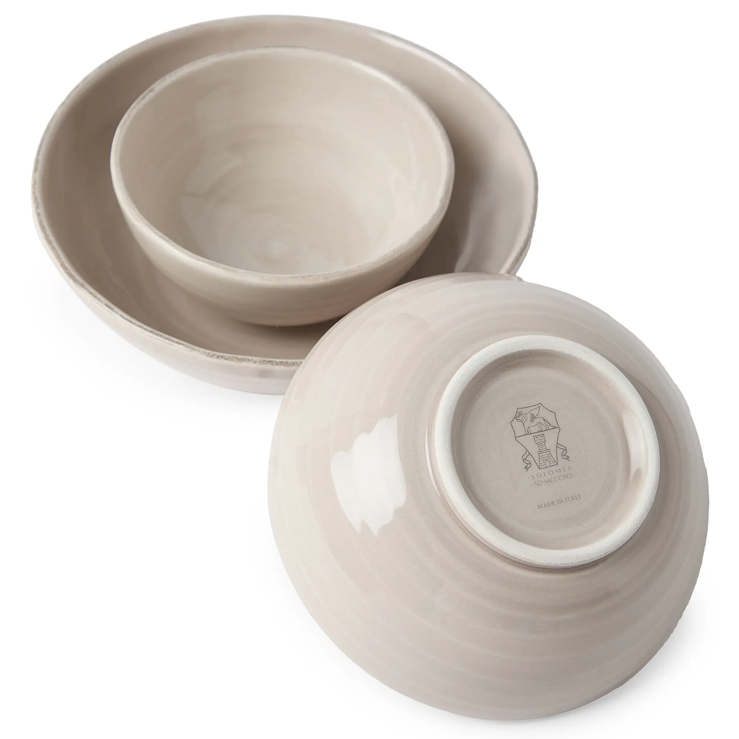 Traditional Ceramic 3-Piece Bowl Set (Brown)
