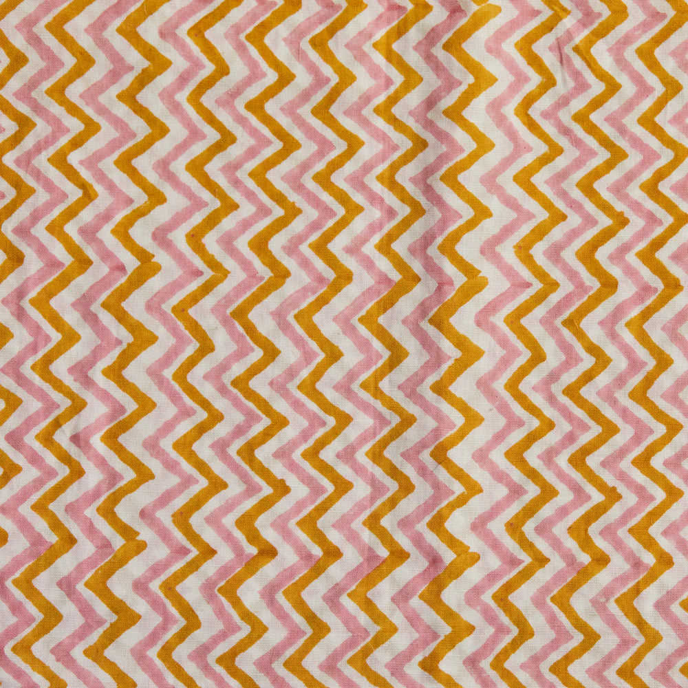 Capri Yellow and Pink Hand Block Printed Cotton Tablecloth – 150 x 300 cm