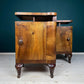 Antique wood nightstand, Italy, 1940s, Set of 2