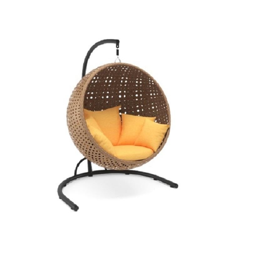 Outdoor Hanging Basket Chair with Open Weave Design – Free-Swinging