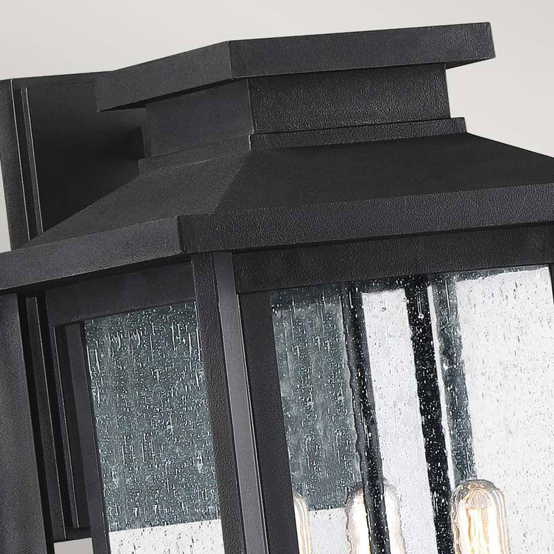 Large Wall Lantern – Wakefield-3 (Black with Clear Seeded Glass)