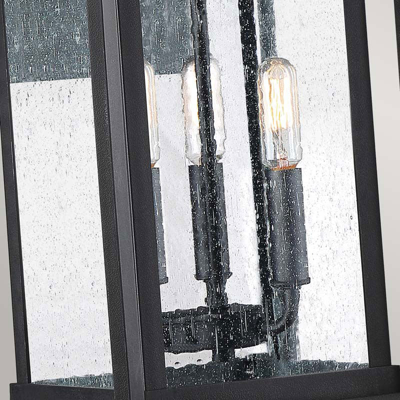 Large Wall Lantern – Wakefield-3 (Black with Clear Seeded Glass)