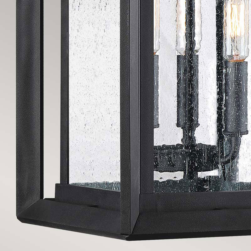 Large Wall Lantern – Wakefield-3 (Black with Clear Seeded Glass)