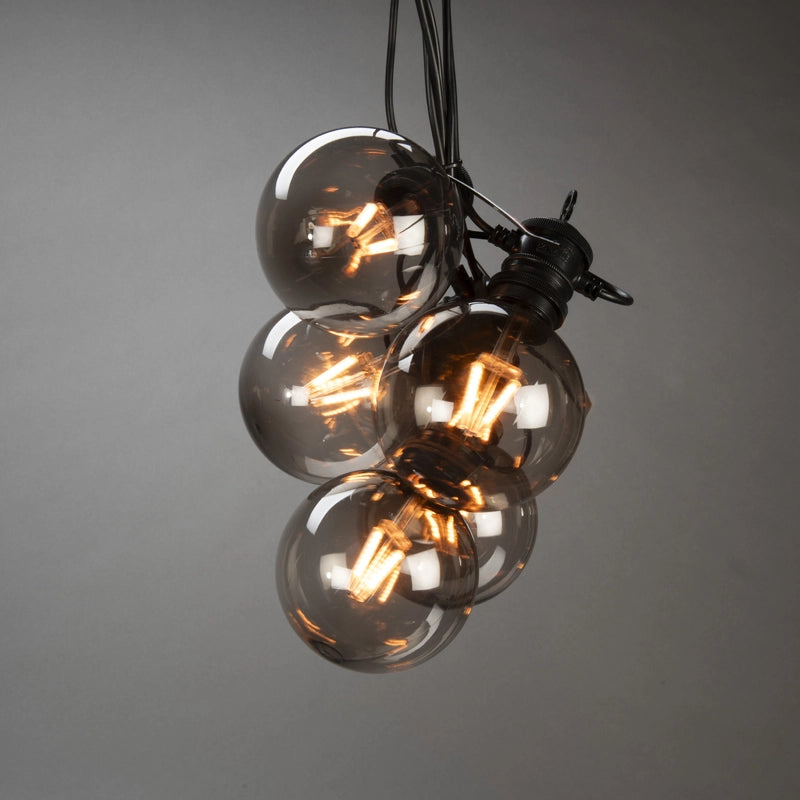 Konstsmide 4.5M Amber LED Smoked Glass Festoon Lights – 10 Lights