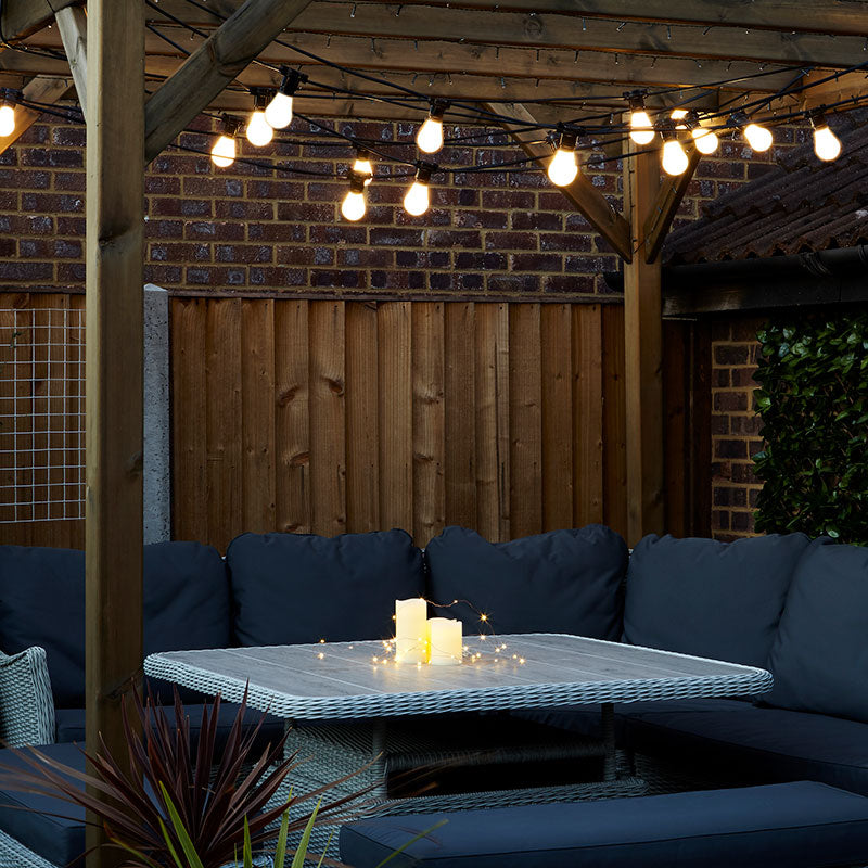 22M Weatherproof Festoon Lighting – 20 Black Bulb Holders