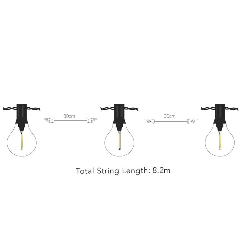Suri 8M Falmouth Solar & USB Rechargeable Festoon Lights – 25 Lights