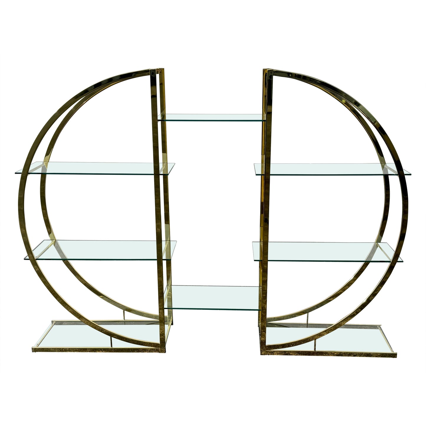 Vintage 1970s Circular Brass & Glass Room Divider Étagère – Mid-Century Modern