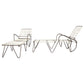 Modern outdoor lounge chair and table set on a white background