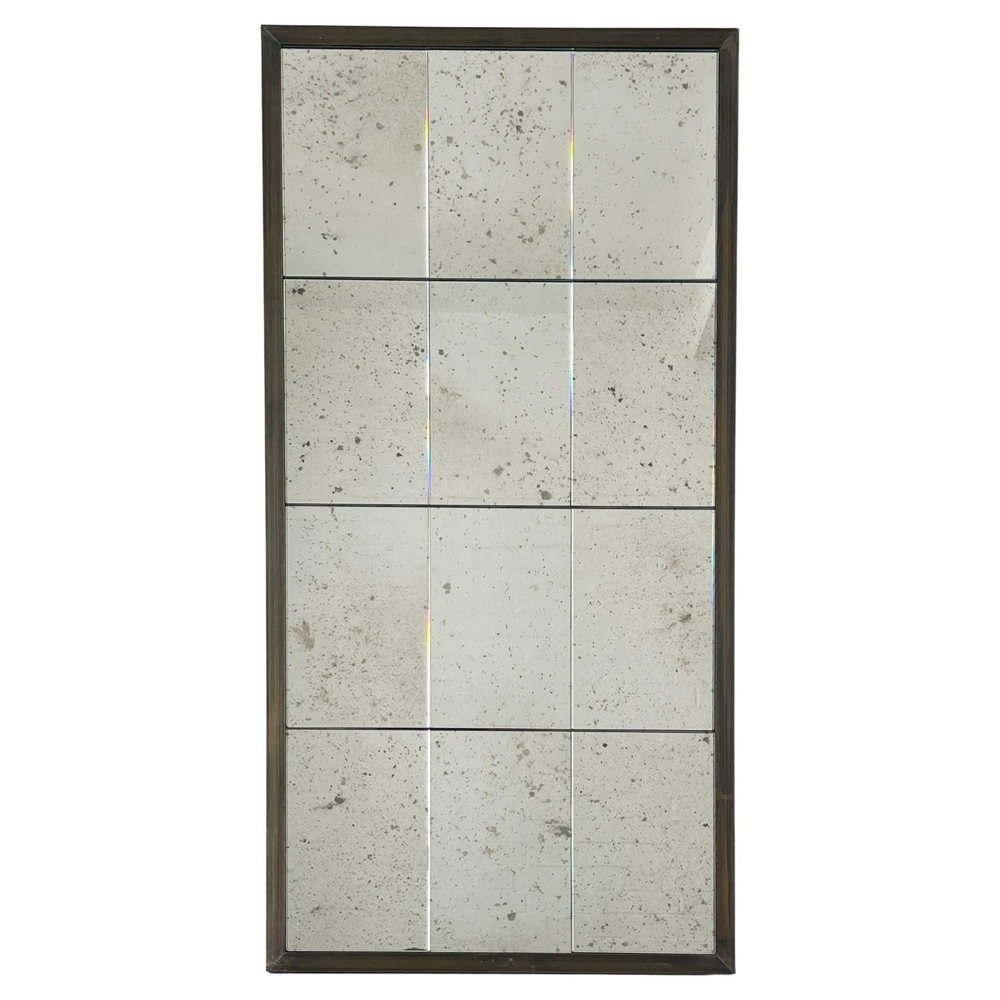 Quadris Rectangular Antiqued Mirror – 12 Panels with Bronze Patina Brass Frame