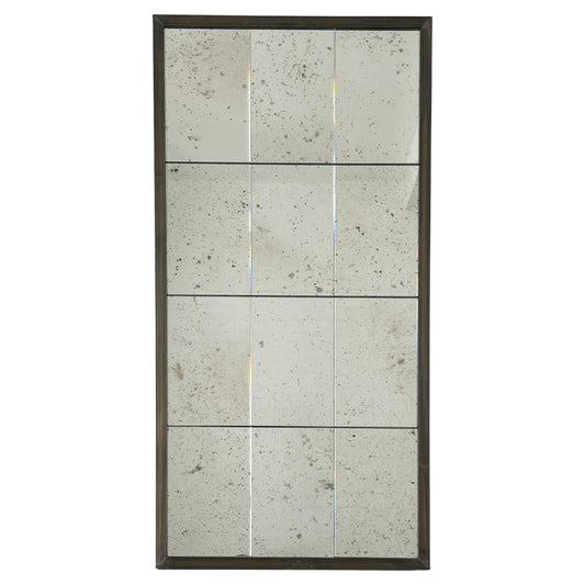 Quadris Rectangular Antiqued Mirror – 12 Panels with Bronze Patina Brass Frame