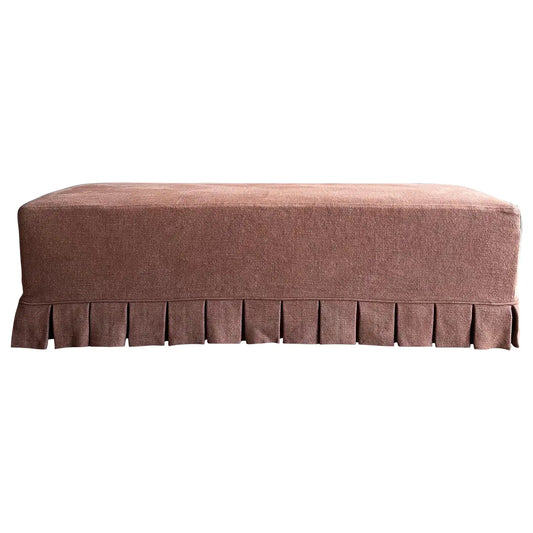 April Slip Covered Linen Bench with Pleated Skirt — Bloom Home Inc