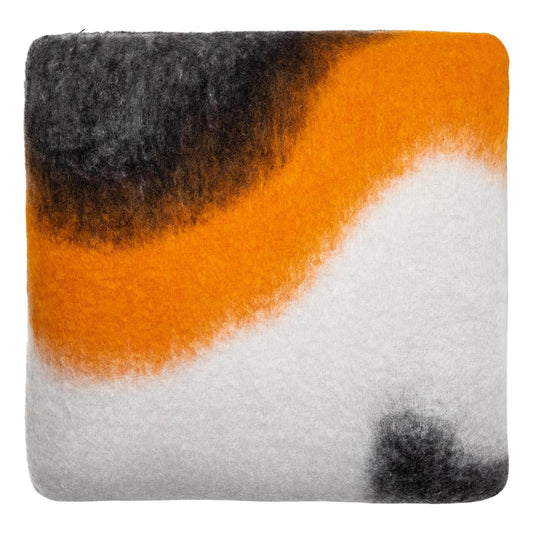 Viso Mohair Pillow  Black, Orange & White, 50 x 50 cm