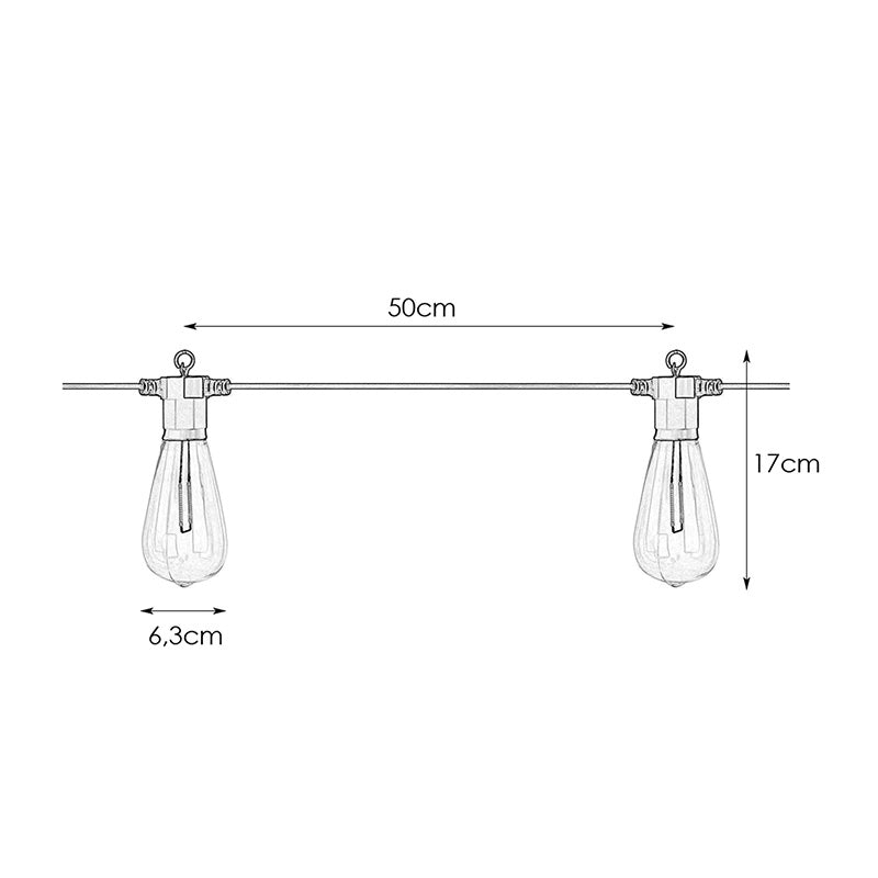 Garden 24V 5.5M Heavy Duty LED Squirrel Cage Festoon Lights – 10 Lights